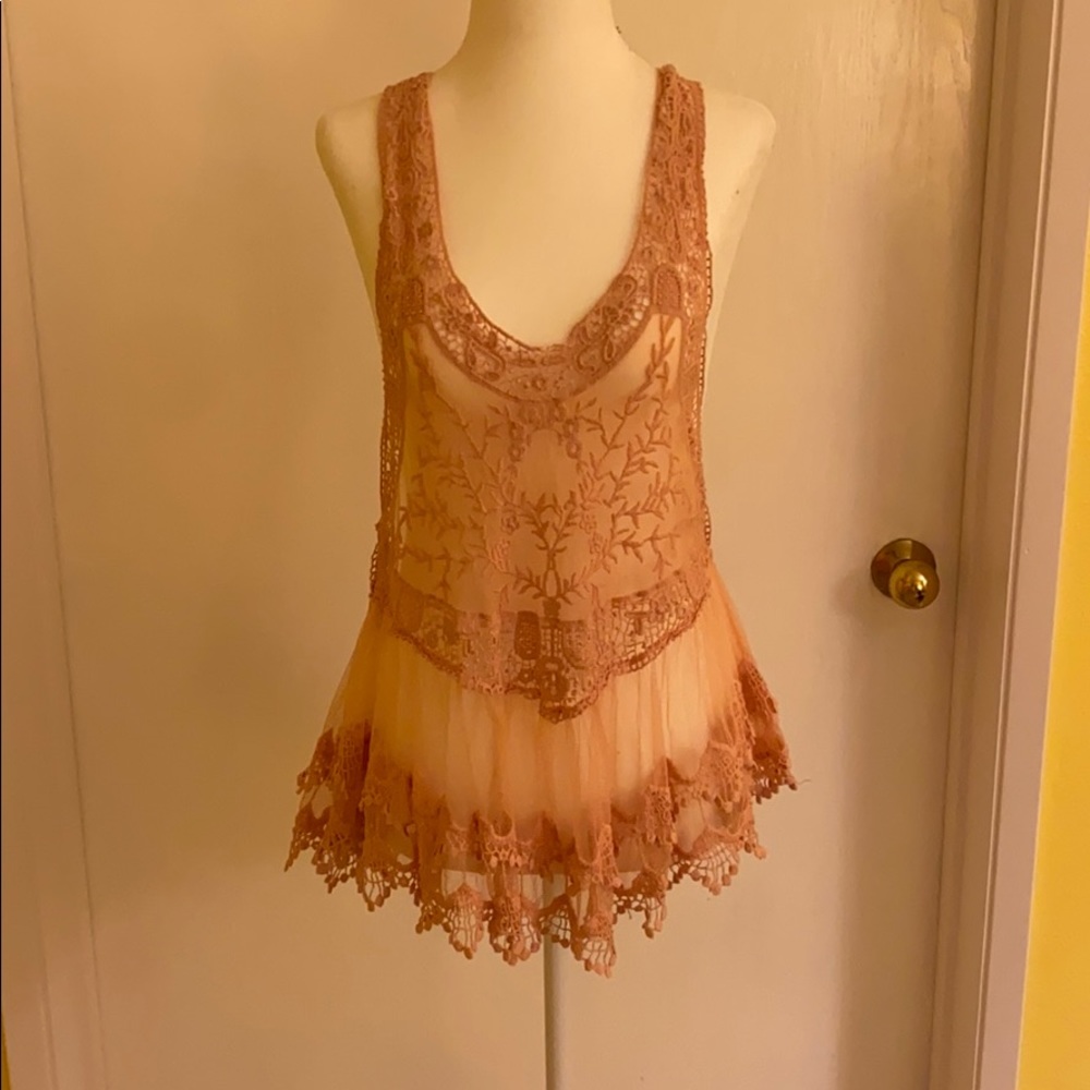 Light pink lace tank top